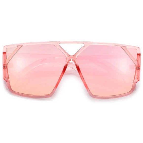 Futuristic Shield Sunglasses Oversized Geometric Frame Bold Cut Out Design - Picture 10 of 13